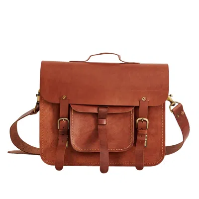 Vida Vida Men's Brown Handmade Leather Laptop Bag With Lifetime Guarantee