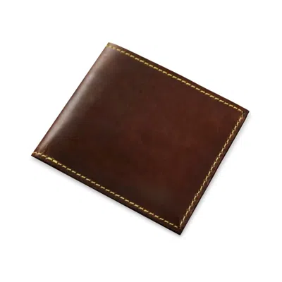 Vida Vida Men's Brown Tan Leather Wallet With Contrast Yellow Stitch
