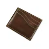 Vida Vida Men's Brown Tan Leather Wave Card Holder With Yellow Contrast Stitch In Brown