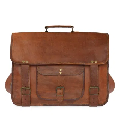 Vida Vida Men's Brown Vida Vintage Special Handmade Leather Laptop Bag