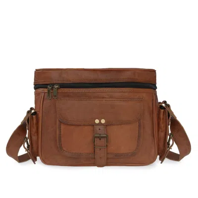 Vida Vida Men's Brown Vida Vintage Tan Leather Camera Bag