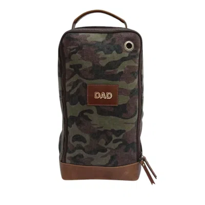 Vida Vida Men's Canvas & Leather Trim Golf / Football Boot Bag - Green Camo- For Dads