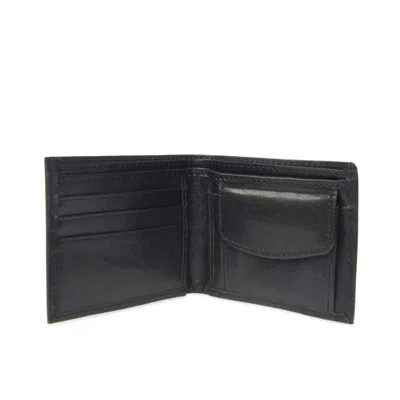 Vida Vida Men's Classic Black Leather Wallet With Coin Pocket