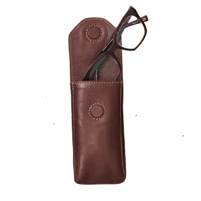 Vida Vida Men's Handmade Soft Leather Glasses Sunglasses Case - Dark Brown