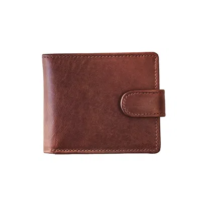 Vida Vida Men's Vida Dark Brown Leather Tri Fold Wallet With Rfid