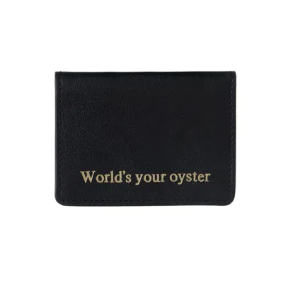 Vida Vida Men's Worlds Your Oyster Black Leather Travel Card Holder