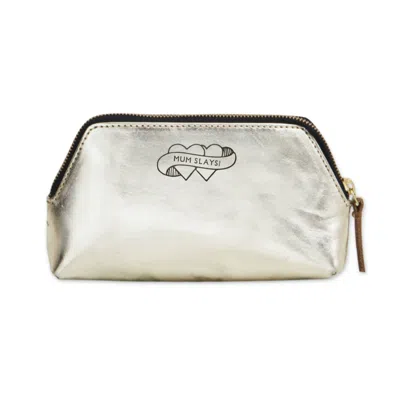 Vida Vida Mum Slays Tattoo Gold Leather Make-up Bag