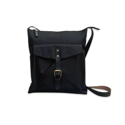 Vida Vida Nylon & Leather Men's Messenger Bag - Black