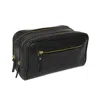 Vida Vida The Double-up Black Leather Wash Bag Three Zip In Black