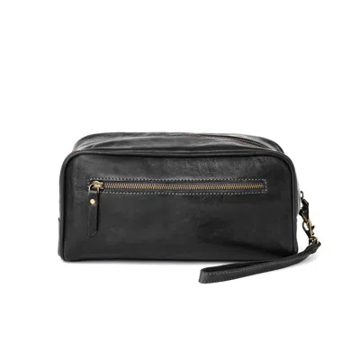 Vida Vida Wandering Soulleather Wash Bag With Strap In Black