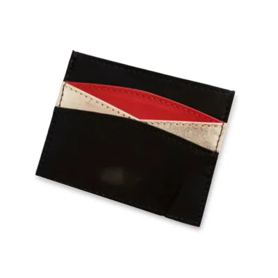Vida Vida Women's Black / Gold / Red Leather Card Holder With Colour Pop