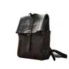 Vida Vida Women's Black Leather Roll Top Backpack In Black