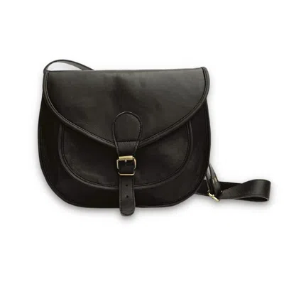 Vida Vida Women's Black Leather Saddle Bag-large