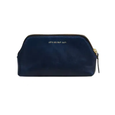 Vida Vida Women's Blue Leather Make Up Bag- Let's Go Out Out - Navy
