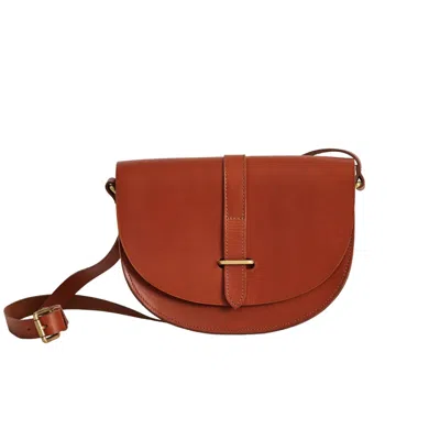 Vida Vida Women's Brown Luxury Leather Saddle Bag With Brass Fastening