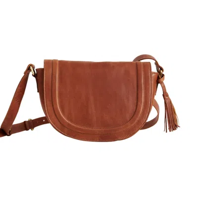 Vida Vida Women's Brown Luxury Soft Leather Saddle Bag With Tassel Tan
