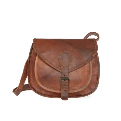 Vida Vida Women's Brown Vida Vintage Leather Saddle Bag Medium