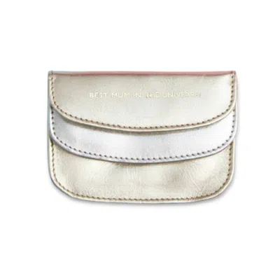 Vida Vida Women's Gold / Silver Leather Scallop Purse - Best Mum In The Universe- Gold & Silver In Multi