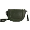 Vida Vida Women's Green Luxury Soft Leather Saddle Bag With Tassel Olive In Green