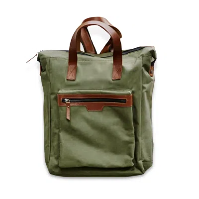 Vida Vida Women's Leather Trim Top Zip Backpack - Green