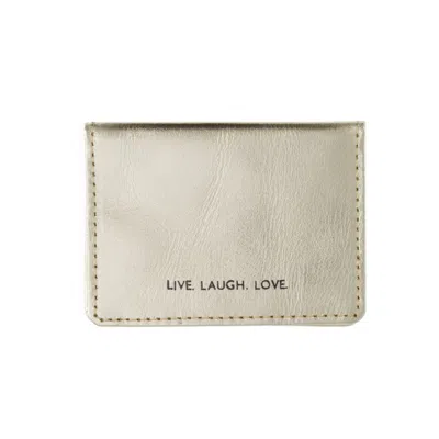 Vida Vida Women's Live Laugh Love Gold Leather Travel Card Holder