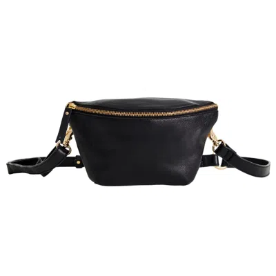 Vida Vida Women's Luxury Leather Sling Bum Bag Black