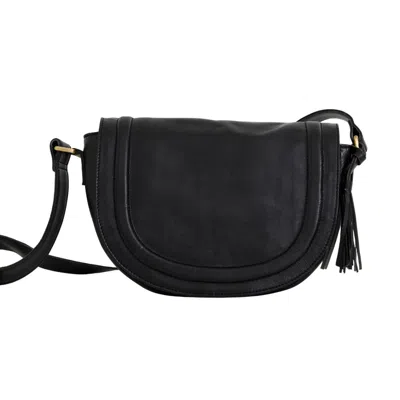 Vida Vida Women's Luxury Soft Leather Saddle Bag With Tassel Black