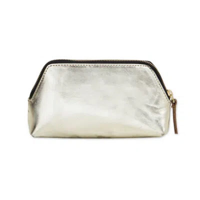 Vida Vida Women's Neutrals / Gold Leather Make Up Bag-gold