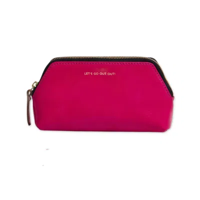 Vida Vida Women's Pink / Purple Leather Make Up Bag- Let's Go Out Out - Bright Pink In Pink/purple