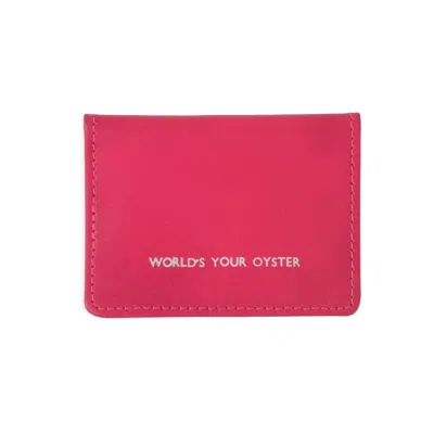 Vida Vida Women's Pink / Purple Worlds Your Oyster Bright Pink Leather Travel Card Holder
