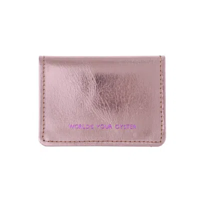 Vida Vida Women's Pink / Purple Worlds Your Oyster Metallic Pink Leather Travel Card Holder