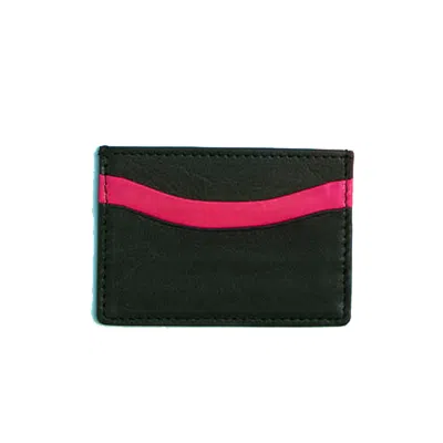 Vida Vida Women's Zing Black & Pink Leather Card Holder