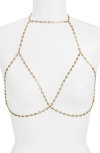 Vidakush Crystal Station Body Chain In Clear/gold