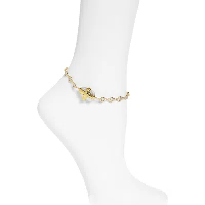 Vidakush Cubic Zirconia & Freshwater Pearl Anklet In Gold