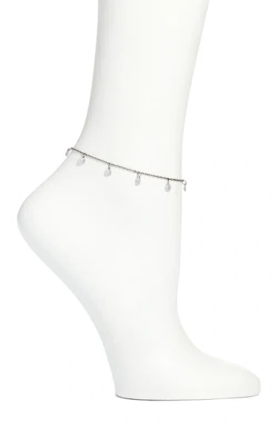 Vidakush Dainty Crystal Drop Anklet In Metallic