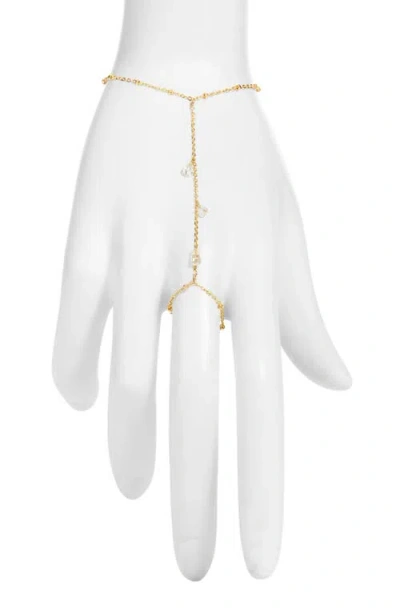 Vidakush Dainty Cubic Zirconia Drop Hand Chain In Gold