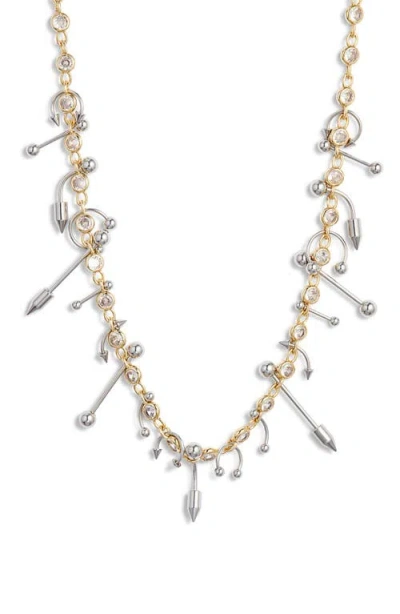 Vidakush Duotone Piercing Station Necklace In Gold