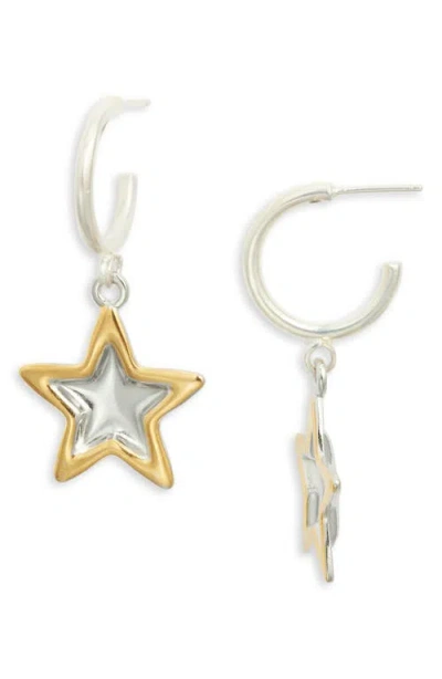 Vidakush Duotone Star Charm Hoop Earrings In Metallic