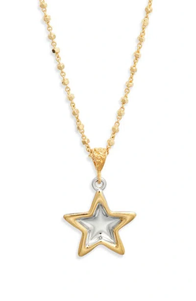 Vidakush Duotone Star Pendant Necklace In Gold