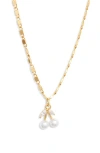 Vidakush Faux Pearl Cherry Pendant Necklace In Gold