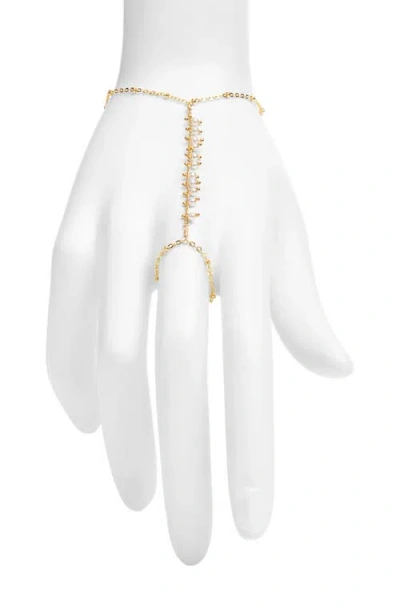 Vidakush Faux Pearl Cluster Hand Chain In Gold