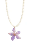 Vidakush Freshwater Pearl Orchid Pendant Necklace In Gold