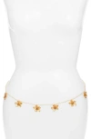 Vidakush Golden Flower Freshwater Pearl Belly Chain In Gold