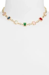 Vidakush Multi Cubic Zirconia Choker Necklace In Gold/multi