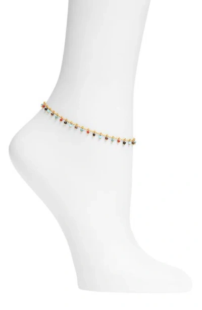 Vidakush Rainbow Cluster Anklet In Gold