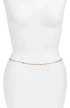 Vidakush Rectangular Crystal Station Belly Chain In Clear/gold
