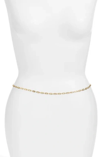 Vidakush Rectangular Crystal Station Belly Chain In Clear/gold