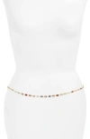 Vidakush Rectangular Crystal Station Belly Chain In Multi/gold