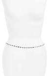 Vidakush Rectangular Crystal Station Belly Chain In Multi/silver
