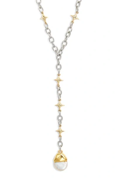 Vidakush Star Power Mini Freshwater Pearl Pendant Y-necklace In Gold